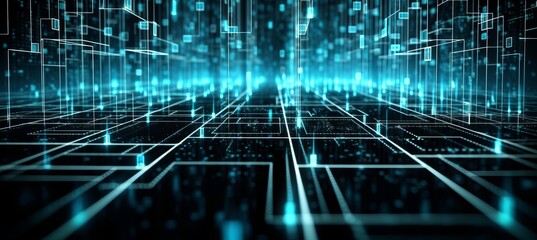 Leinwandbilder - Abstract digital data code technology background. Generative AI technology.	