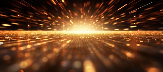 Wall Mural - abstract gold spark light glitter bokeh background. generative ai technology.