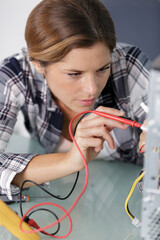 woman with electricity supply connection