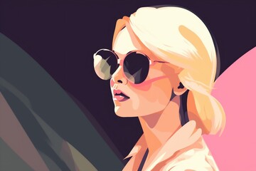 Wall Mural - woman design modern illustration portrait poster style glasses girl beauty fashion. Generative AI.