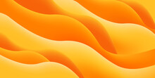 Orange And Yellow Waves Background, Fluid 3d Curves Creating Abstract Texture