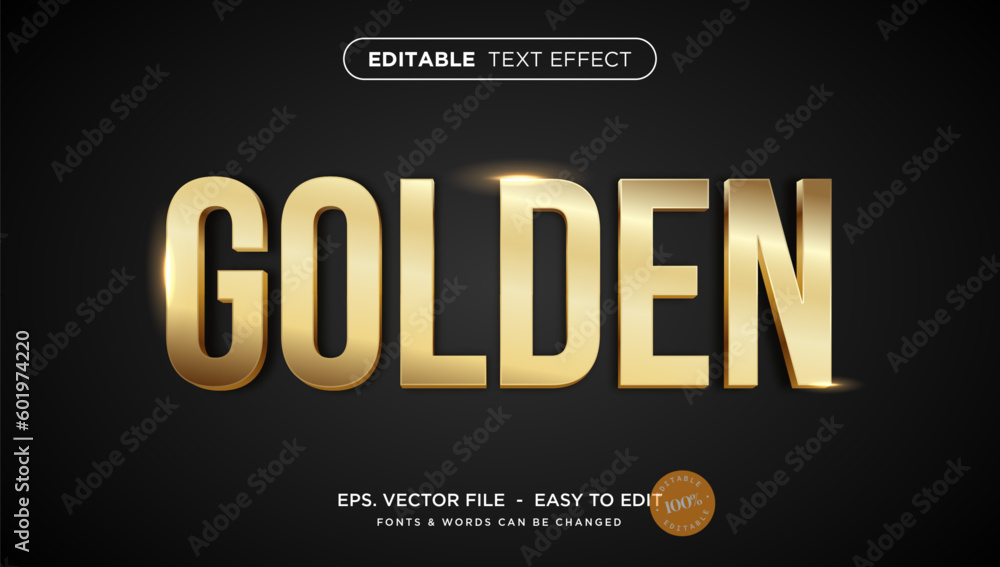 Golden editable text effect Stock Vector | Adobe Stock