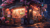 Fototapeta Uliczki - flower market filled with lots of colorful flowers. generative ai