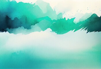 Wall Mural - Seagreen Gradient Watercolor Background: A Captivating Abstract Canvas, generative AI