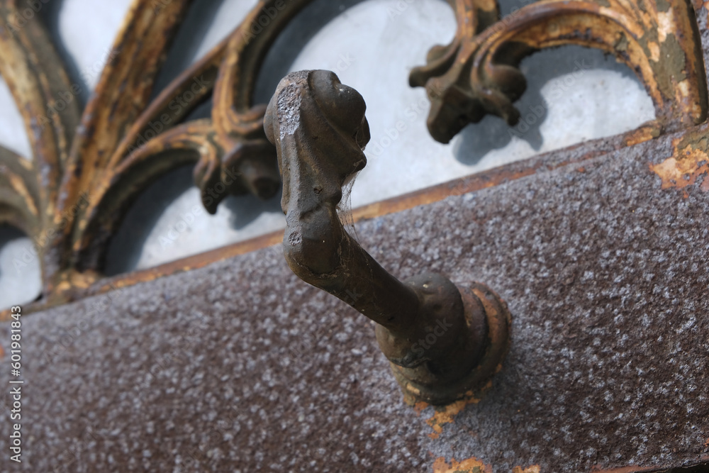 Rust deteriorations. Really old and decrepit door from a century-old ...