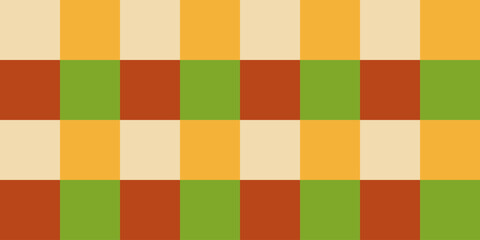 Wall Mural - abstract tiled surface pattern with random colored orange, red, brown and green squares - wide scale