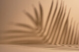 Fototapeta Kawa jest smaczna - Abstract background of shadows palm leaves on a sand color wall