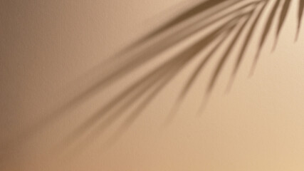 Wall Mural - Abstract background of shadows palm leaves on a sand color wall