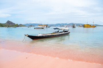 Wall Mural - views of pink beach on komodo national park, indonesia