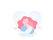 © OrawanWongka - Isolated of mother and daughter embracing, Mother's day concept concept. Flat vector illustration.
