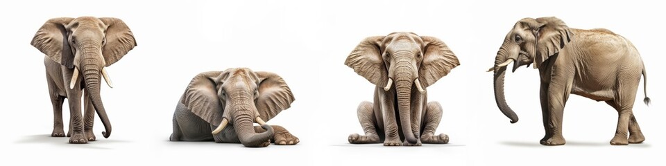 Wall Mural - wildlife zoo safari africa elephants animals banner panorama long - collection of standing, running,