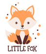 Little fox, cute cartoon woodland animal. Vector illustration
