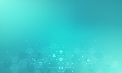 Wall Mural - medical background with flat icons and symbols. template design with concept and idea for the health