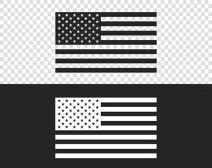 usa flag black and white icon isolated on transparent background,american flag vector illustration