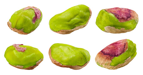 Wall Mural - pistachio peeled isolated on white background, full depth of field