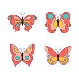 Fototapeta Motyle - Retro butterfly set.  Vector vintage classic illustration.
