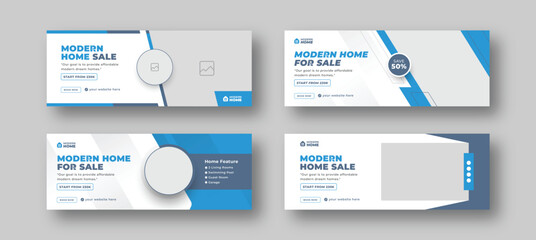 home for sale real estate facebook cover and web banner template, social media post for real estate 