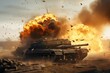 War tank explosion fire. Generate Ai