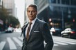 © Robert MEYNER - Portrait of confident mature businessman in suit standing outdoors in the city