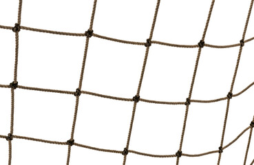 Wall Mural - Football or tennis net. Rope mesh on a white background close-up