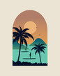 Hawaii Tropical beach travel background. Vector illustration