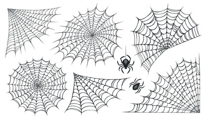 spider web isolated on white background. cobweb set. halloween concept vector illustration