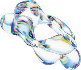 abstract 3d glass torus shape with dispersion, colorful 3d holographic rendering, geometric art post