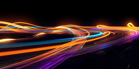 Wall Mural - abstract long exposure dynamic speed light trails background. generative ai