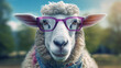 Specs and Fleece: A Dapper Sheep with Glasses. Generative AI