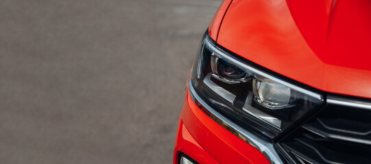 Wall Mural - Headlight of modern car close up