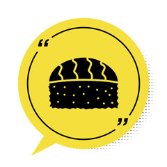 Sticker - Black Sushi icon isolated on white background. Traditional Japanese food. Yellow speech bubble symbol. Vector.