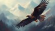 Giant eagle soaring in the clouds Fantasy concept , Illustration painting. Generative AI