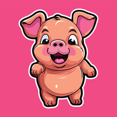 Wall Mural - funny pig cute cartoon characters vector illustration eps 10