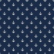 mini simple oceanic silhouette, white anchor on navy blue seamless pattern for background, wallpaper, texture, textile, banner, label, summer theme, flat vector design.