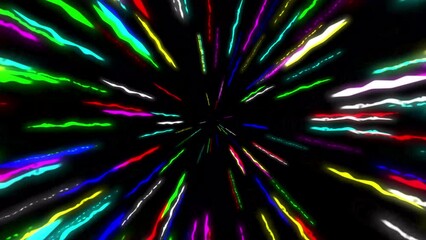 Wall Mural - Colorful light streaks motion graphics with plain black background