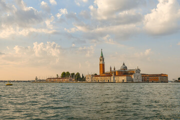 Wall Mural - Scenic view of the Island of San Giorgio Maggiore with the omonymous church by Andrea Palladio, at dawn, Venetian lagoon, Venice, Veneto, Italy