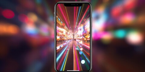 Mobile phone with abstract background for wallpaper. Generative AI