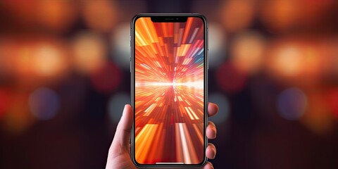 Mobile phone with abstract background for wallpaper. Generative AI