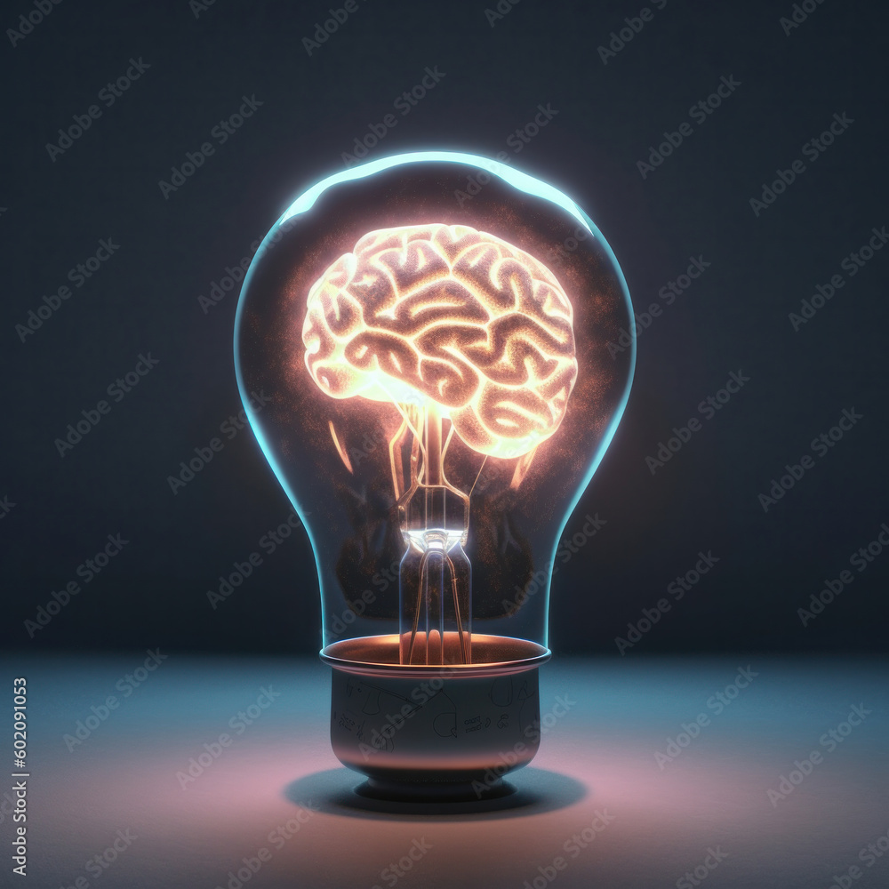 Light bulb with a glowing brain inside represents the potential for ...