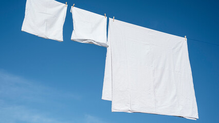 Clothes hanging to dry on a laundry line