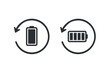 Battery rotation recover icon. Restore energy. Illustration vector