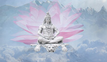  Lord Shiv With Clouds, God Mahadev  Illustration With Blue Clouds 