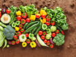 Background or frame image created by placing various vegetables 17