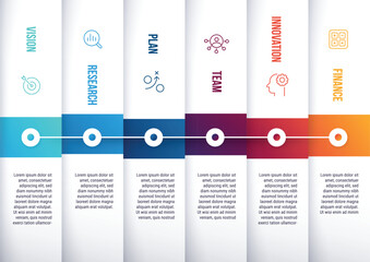 Wall Mural - Timeline template 6 step of business process.