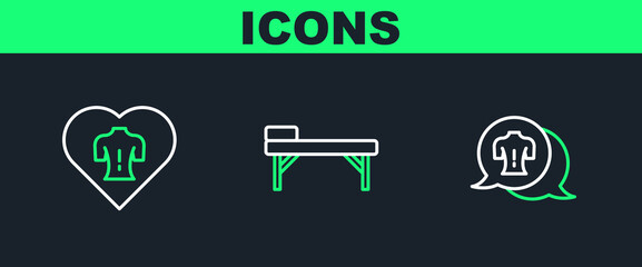 Wall Mural - Set line Massage, and table icon. Vector