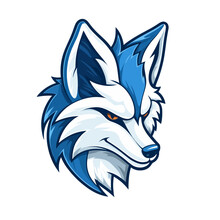 Badge, Emblem & T-shirt Printing: Blue Arctic Fox Mascot Logo Design With Modern Illustration Concept For Sport & Esport Team
