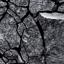 Cracked Rock Texture. Black White Stone Background. Grunge. Dark Gray Rough Surface. Close-up Created With Genarative AI Technology.