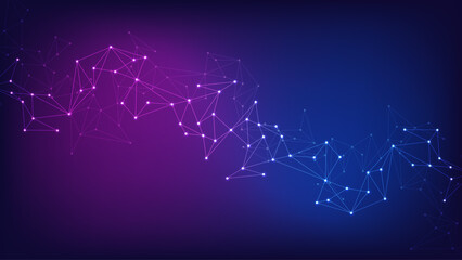 Wall Mural - abstract technology background with connecting the dots and lines. global network connection, intern