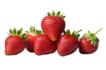 Pile of strawberries on a transparent background Generative AI