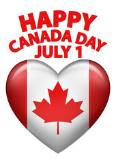 Wall Mural - Heart shaped Canadian flag icon or design element for Canada Day